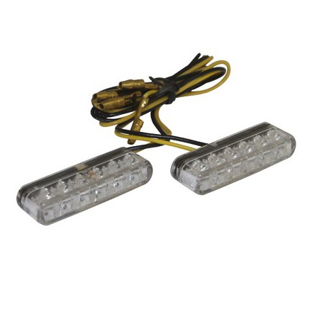  Clignotant Universel Replay Barette Mini Transparent-Noir 12 Leds -Homologue Ce- (Paire) 