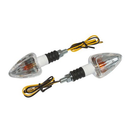  Clignotant Universel Replay Mini Triangle Transparent-Blanc A Lampe Orange (Paire) ** 