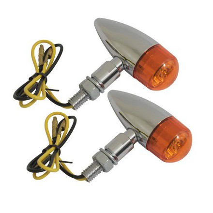  Clignotant Universel Replay Vintage Metal Orange-Chrome A Lampe (Paire) -Homologue Ce- 