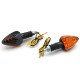  Clignotant Universel Replay Triangle Orange-Carbone Brillant Base Courte -Homologue Ce- (Paire) (Lampe 12V 21W Ba9S - G11) 