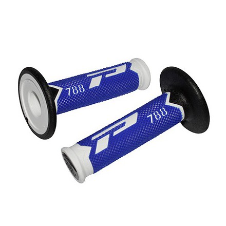 REVETEMENT POIGNEE PROGRIP OFF ROAD 788 TRIPLE DENSITE BASE BLANC-BLEU-NOIR  115mm (PAIRE) (CROSS-MX) - FP MOTO