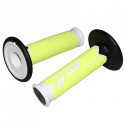 REVETEMENT POIGNEE PROGRIP OFF ROAD 788 TRIPLE DENSITE FLUO DESIGN BLANC-JAUNE FLUO-NOIR 115mm (PAIRE) (CROSS-MX)