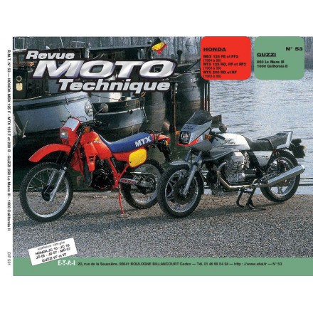 Revue Moto Technique RMT 53.1 HONDA MBX 125F-MTX 125-200R/GUZZI 850-1000