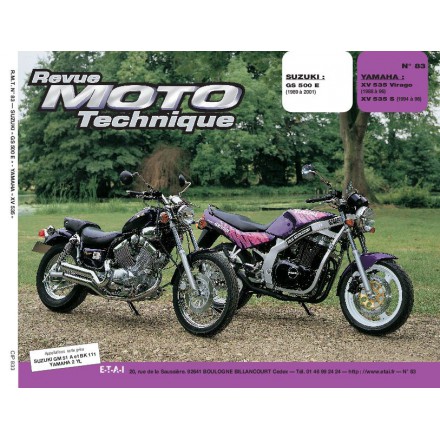 Revue Moto Technique RMT 83.3 SUZUKI GS 500 E/YAMAHA XV 535 VIRAGO 