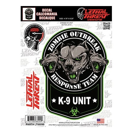 Autocollant LETHAL THREAT ZOMBIE K9 UNIT (15x20cm)