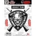 AUTOCOLLANT-STICKER LETHAL THREAT ZOMBIE DEFENSE NOIR (15x20cm) (LT88095)