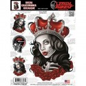 AUTOCOLLANT-STICKER LETHAL THREAT SKULL QUEEN (150x200mm) (LT88307)