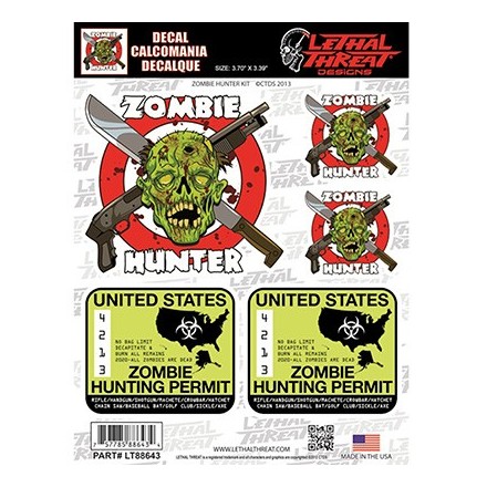 Autocollant LETHAL THREAT ZOMBIE HUNTER KIT (15x20cm) 