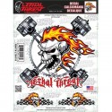 AUTOCOLLANT-STICKER LETHAL THREAT RACING SKULL (150x200mm) (LT90118)