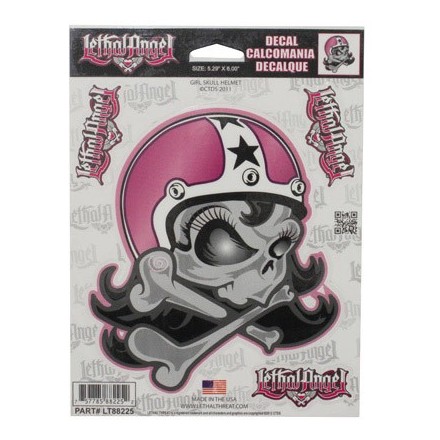 Autocollant LETHAL THREAT GIRL SKULL HELMET (15x20cm) ()