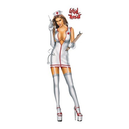 Autocollant LETHAL THREAT NAUGHTY NURSE (7x25cm) ()