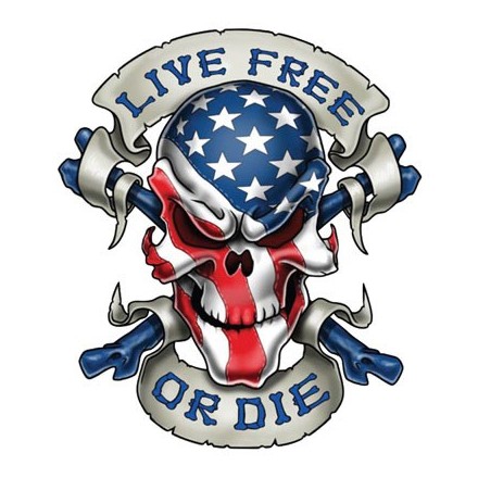 Autocollant LETHAL THREAT LIVE FREE OR DIE (7x11cm) ()