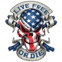 AUTOCOLLANT-STICKER LETHAL THREAT LIVE FREE OR DIE (70x110mm) (LT55044)