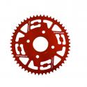 Couronne alu DOPPLER Rouge pour MBK XPower et Yamaha TZR 2003 et + pas 420 53 DTS, Diam. 54, fixation 4 trous