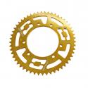 Couronne alu DOPPLER Or pour Derbi Senda 00/09 Peugeot XP6, RS3, XP7 Rieju MRT pas 420 53 DTS, Diam. 105, fix. 6 trous (3X2)
