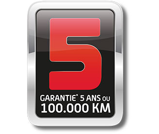 GARANTIE 5 ans ou 100 000 km Extension de garantie 36 mois soumise à restrictions, consultez votre Distributeur Agréé.